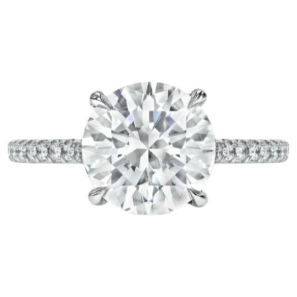 GIA Certified 2,00 Carat D/Flawless Round Brillant Shape Diamond Anello in oro 18K in vendita