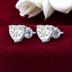 GIA Certified 2.00 Carat D/VVS1 Heart Diamond Stud Earrings in 18K White Gold