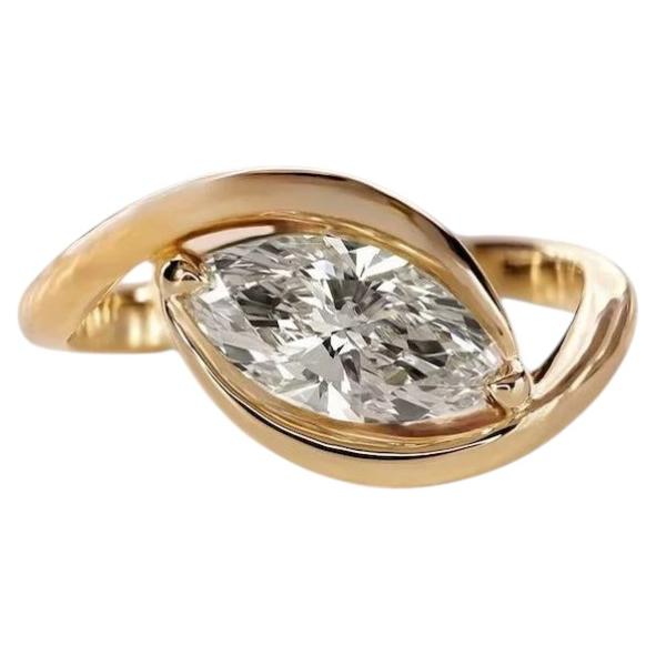 GIA Certified 2.00 Carat D VVS1 Marquise Diamond East-West Ring 18K Yellow Gold