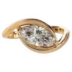 GIA Certified 2.00 Carat D VVS1 Marquise Diamond East-West Ring 18K Yellow Gold