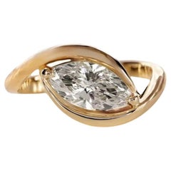 GIA Certified 2.00 Carat D VVS1 Marquise Diamond East-West Ring 18K Yellow Gold