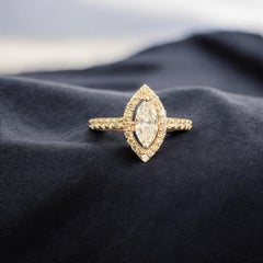GIA Certified 2.00 Carat D VVS1 Marquise Diamond North South Halo Ring 18K Gold