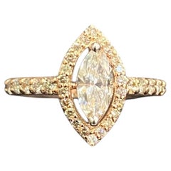 GIA Certified 2.00 Carat D VVS1 Marquise Diamond North South Halo Ring 18K Gold