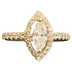GIA Certified 2.00 Carat D VVS1 Marquise Diamond North South Halo Ring 18K Gold