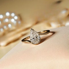 GIA Certified 2.00 Carat D VVS1 Pear Shape Diamond Half Bezel Ring in 18K Gold