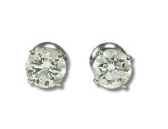 GIA Certified 2.00 Carat Diamond Studs in White Gold