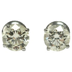 Pendientes de diamantes de oro blanco de 2,00 quilates con certificado GIA
