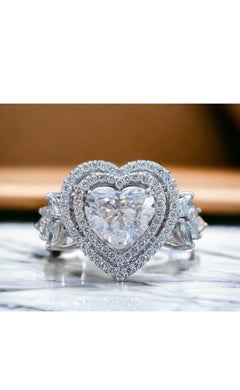 GIA Certified 2.00 Carat E/VS1  Heart Shape Diamond 18k Gold Ring