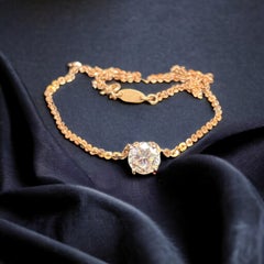 GIA Certified 2.00 Carat E VVS1 Round Brilliant Diamond Necklace 18K Rose Gold