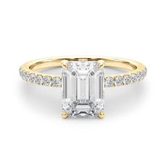 GIA Certified 2.00 Carat Emerald Hidden Halo Pave 18K Yellow Gold Diamond Ring