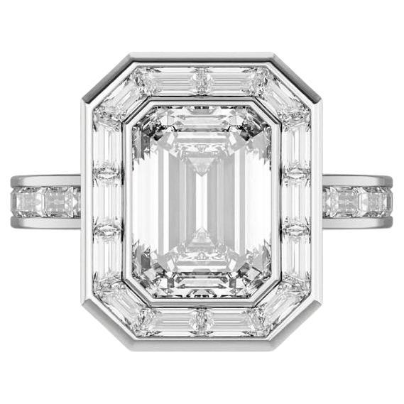 GIA Certified 2.00 Carat Emerald Shape Diamond 18K Gold Ring