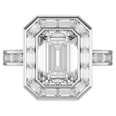 Bague en or 18 carats avec diamants de forme émeraude certifiés GIA de 2,00 carats