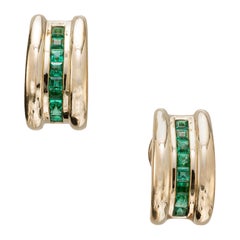 GIA Certified 2.00 Carat Emeralds Yellow Gold Hoop Earrings