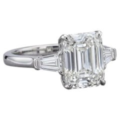 GIA Certified 2.00 Carat F Color Internally Flawless Emerald Cut Diamond Ring