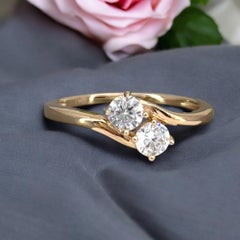 GIA Certified 2.00 Carat F/IF Round Brilliant Toi Et Moi Ring in 18K Yellow Gold