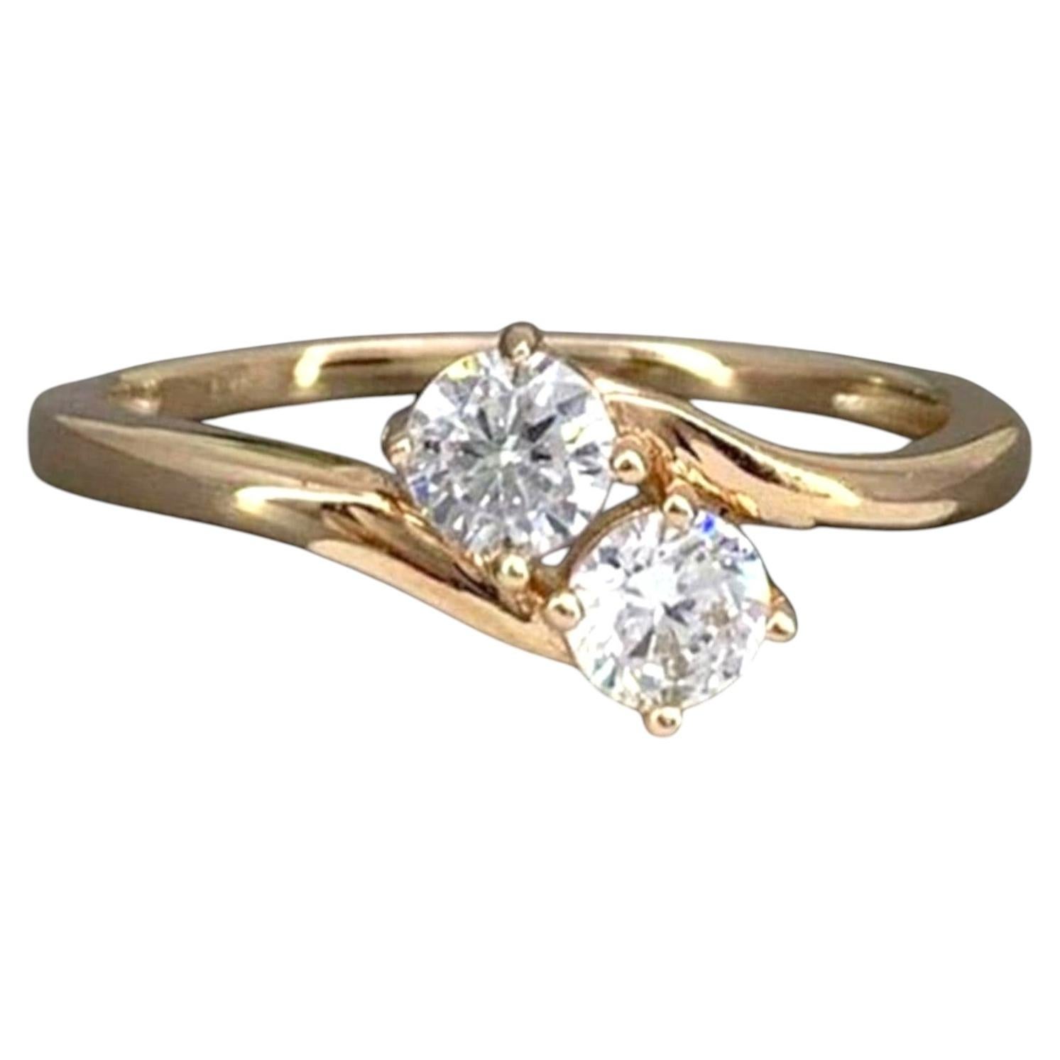 GIA zertifiziert 2,00 Karat F/IF Runde Brillant Toi Et Moi Ring in 18K Gelbgold