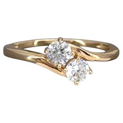 GIA Certified 2.00 Carat F/IF Round Brilliant Toi Et Moi Ring in 18K Yellow Gold