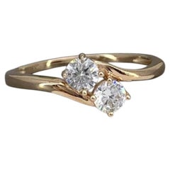 GIA Certified 2.00 Carat F/IF Round Brilliant Toi Et Moi Ring in 18K Yellow Gold