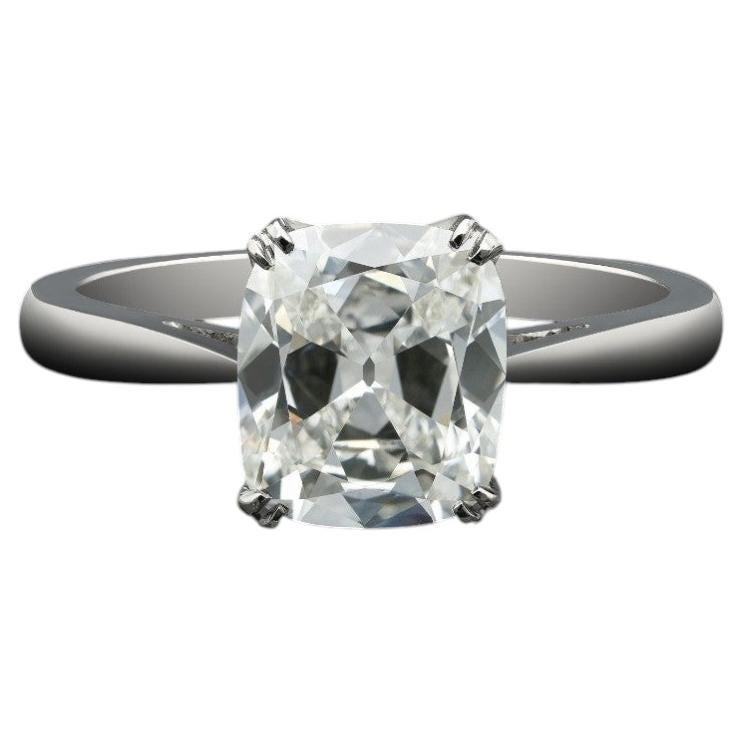 Anello con diamante brillante Old Mine certificato GIA da 2,00 carati F/VS1 in oro bianco 18 carati