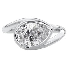 GIA Certified 2.00 Carat F/VS1 Pear Diamond Bezel Bypass Ring in 18K White Gold