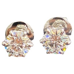 GIA Certified 2.00 Carat F/VS1 Round Brilliant Diamond Stud Earrings in 18K Gold