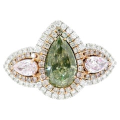 GIA Certified 2.00 Carat Fancy Brownish Greenish Yellow SI2 Clarity Diamond