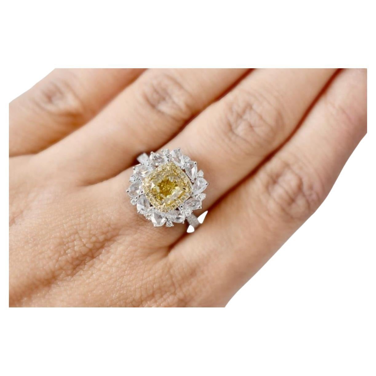 GIA zertifiziert 2,00 Karat Fancy bräunlich gelben Diamant-Ring VS2 Klarheit