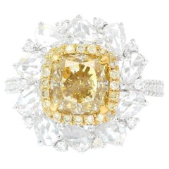 Anillo de diamantes de 2,00 quilates de color amarillo parduzco VS2 con certificado GIA