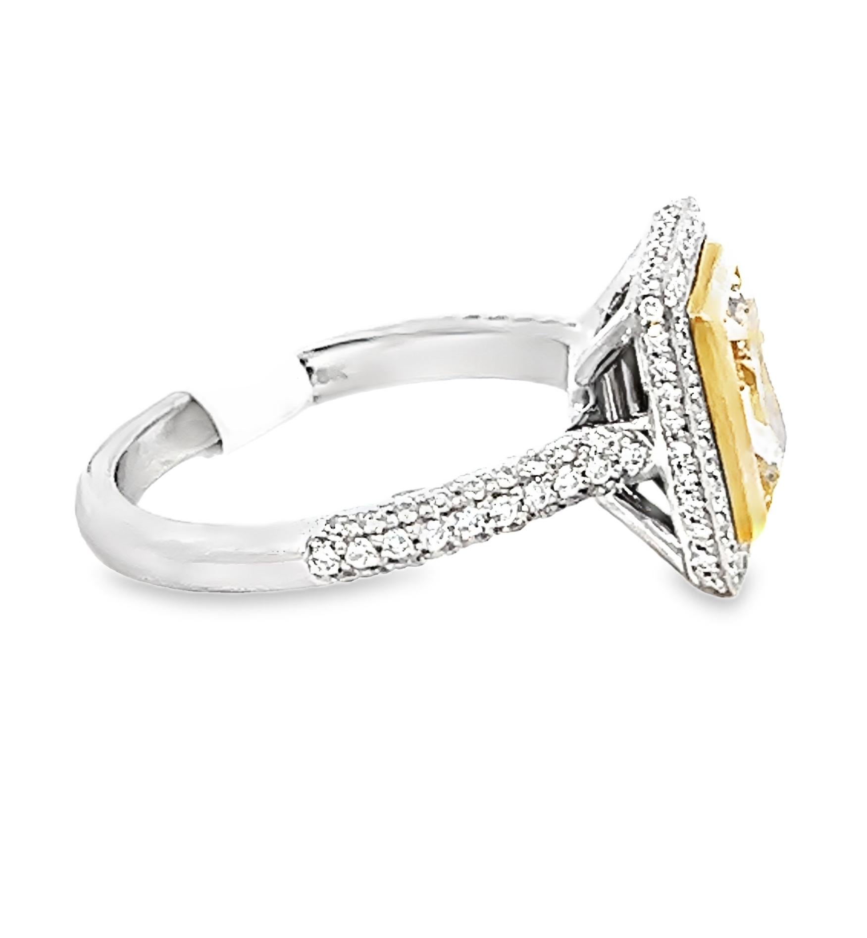 GIA Certified 2.00 Carat Fancy Yellow Diamond Engagement Ring In New Condition For Sale In Beverly Hills, CA