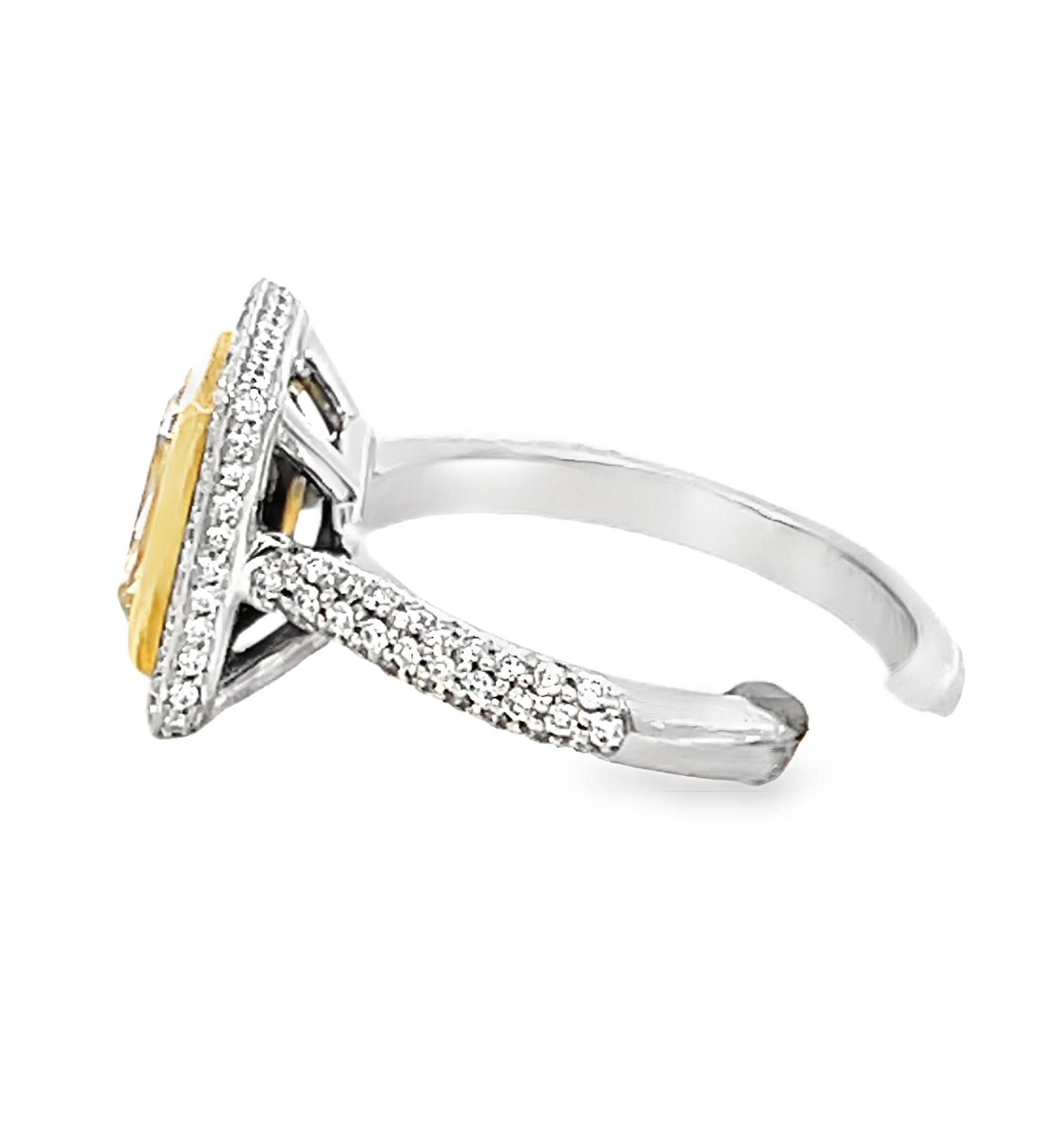 GIA Certified 2.00 Carat Fancy Yellow Diamond Engagement Ring For Sale 2