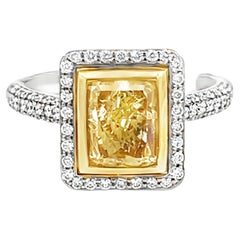 GIA Certified 2.00 Carat Fancy Yellow Diamond Engagement Ring