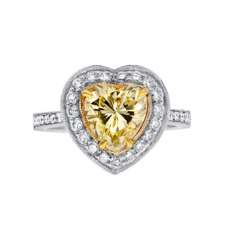 GIA Certified 2.00 Carat Fancy Yellow Engagement Ring For Sale at 1stDibs