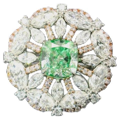 Bague en diamant certifié GIA de 2,00 carats, de couleur vert jaunâtre SI2.