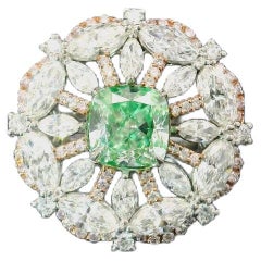 Bague en diamant certifié GIA de 2,00 carats, de couleur vert jaunâtre SI2.