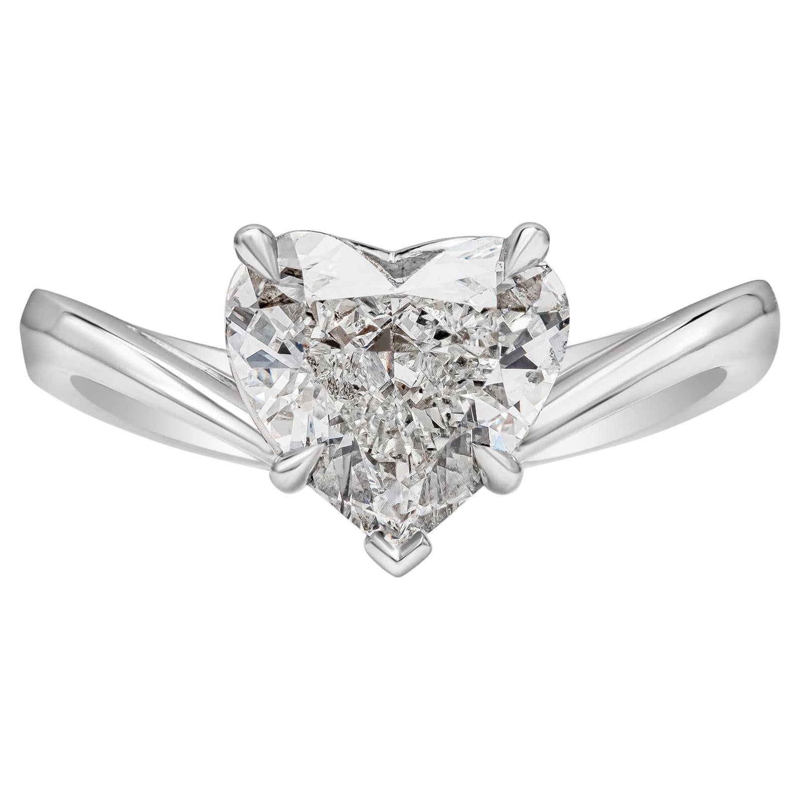 GIA Certified 2.00 Carats Heart-Shape Diamond Platinum Solitaire Engagement Ring