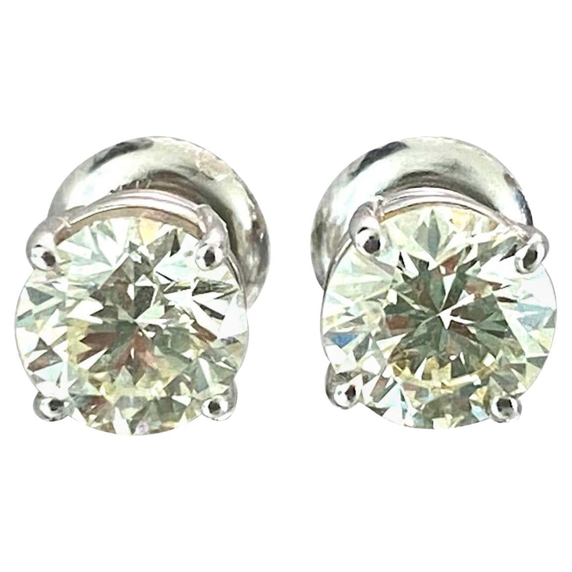 GIA Certified Classic Round Brilliant Diamond Studs in 14K White Gold