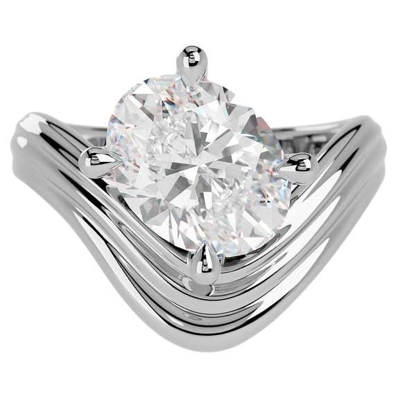 Anillo de oro de 18 quilates con diamante ovalado de 2,00 quilates certificado por GIA