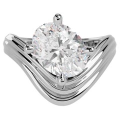 Anillo de oro de 18 quilates con diamante ovalado de 2,00 quilates certificado por GIA