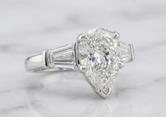 GIA Certified 2.00 Carat Pear Shape Diamond Platinum Engagement Ring