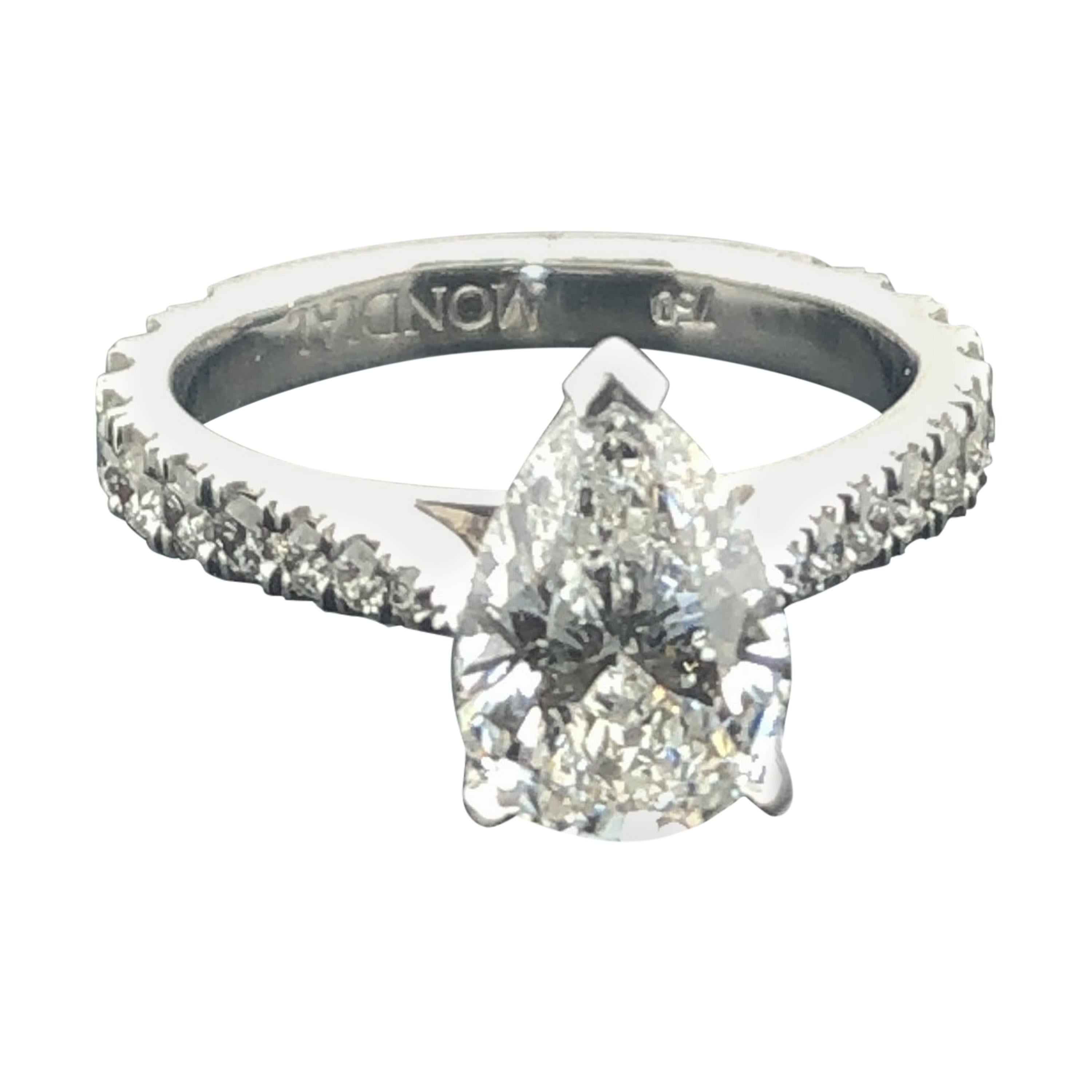 GIA Certified 2.00 Carat Pear Shaped White Diamond Engagement Ring For Sale