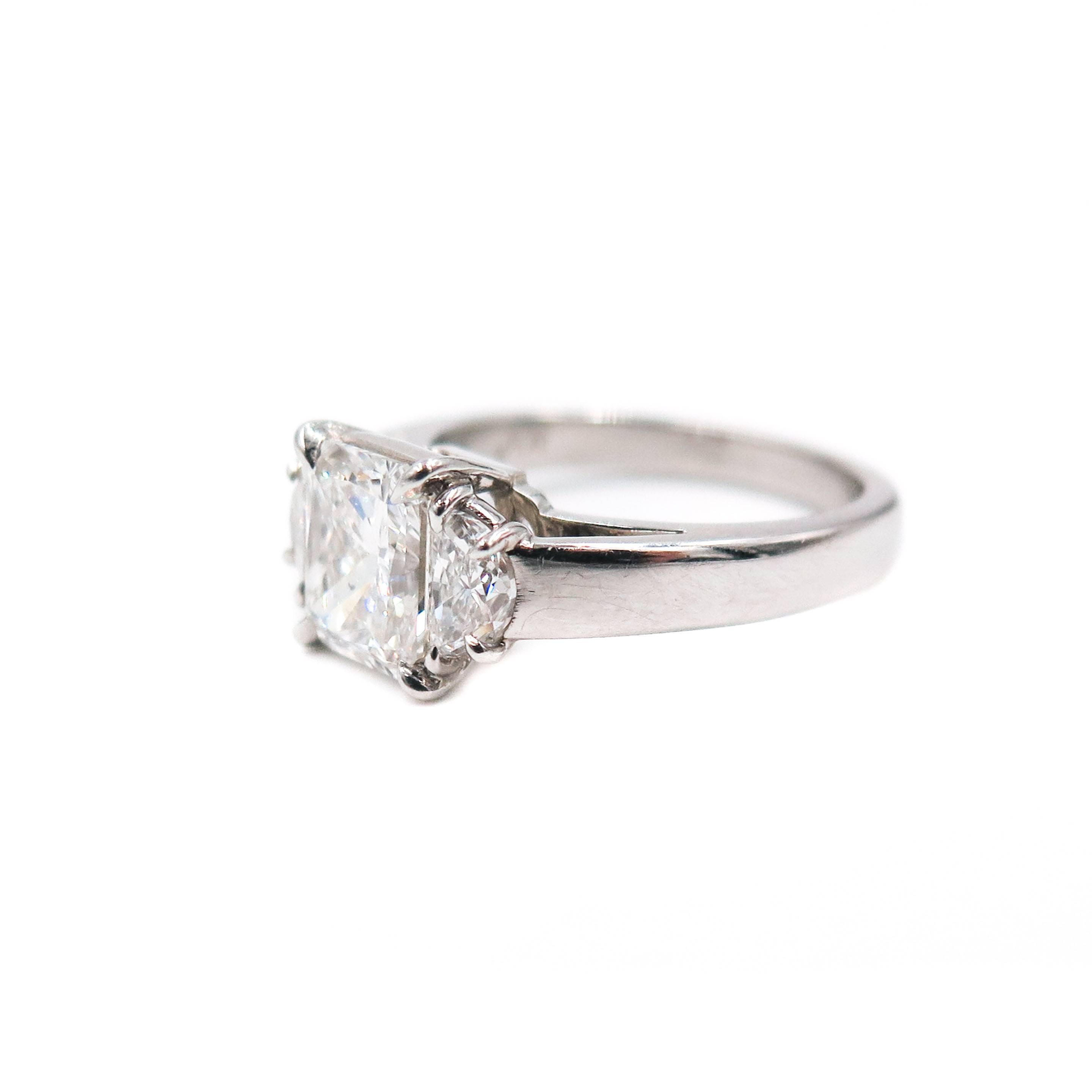 Modern GIA Certified 2.00 Carat Radiant Cut Diamond Platinum Engagement Ring