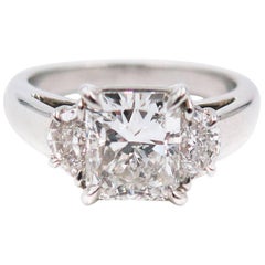 Bague de fiançailles en platine avec diamant taille radiant de 2,00 carats certifié GIA