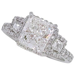GIA Certified 2.00 Carat Radiant Cut Diamond Ring Set in 14 Karat White Gold