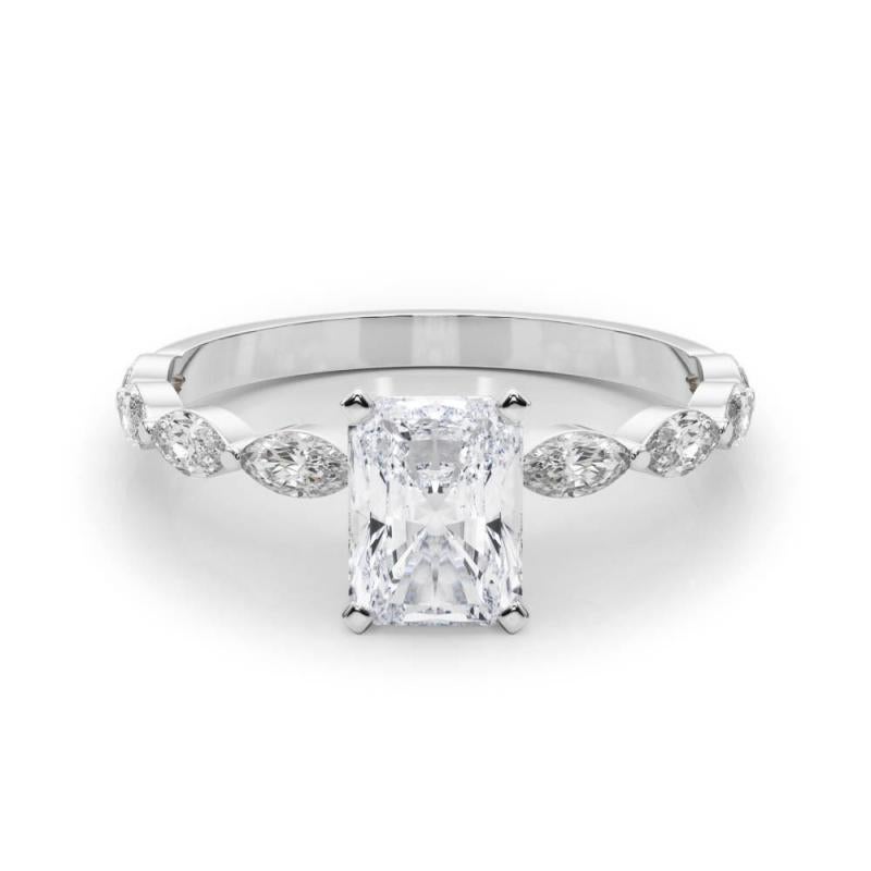 GIA Certified 2.00 Carat Radiant Diamond Band Solitaire Diamond Ring