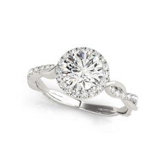 GIA Certified 2 Carat Round Halo Entwined Vine Diamond Ring