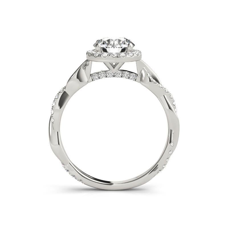 GIA Certificato 2,00 Carati Tondo Halo Intrecciato Vite  Anello con diamante In condizioni Nuovo in vendita a New York, NY
