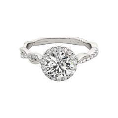 GIA Certificato 2,00 Carati Tondo Halo Intrecciato Vite  Anello con diamante