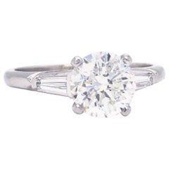 2.00 Carat GIA Certified Round Diamond with Tapered Buguette Platinum Ring