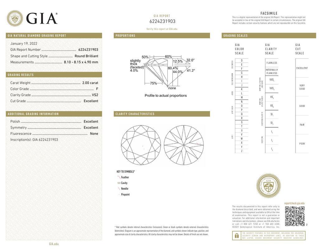 Contemporain Bague à diamant certifié GIA de 2,00 carats, rond, avec tresse torsadée et pavé en vente
