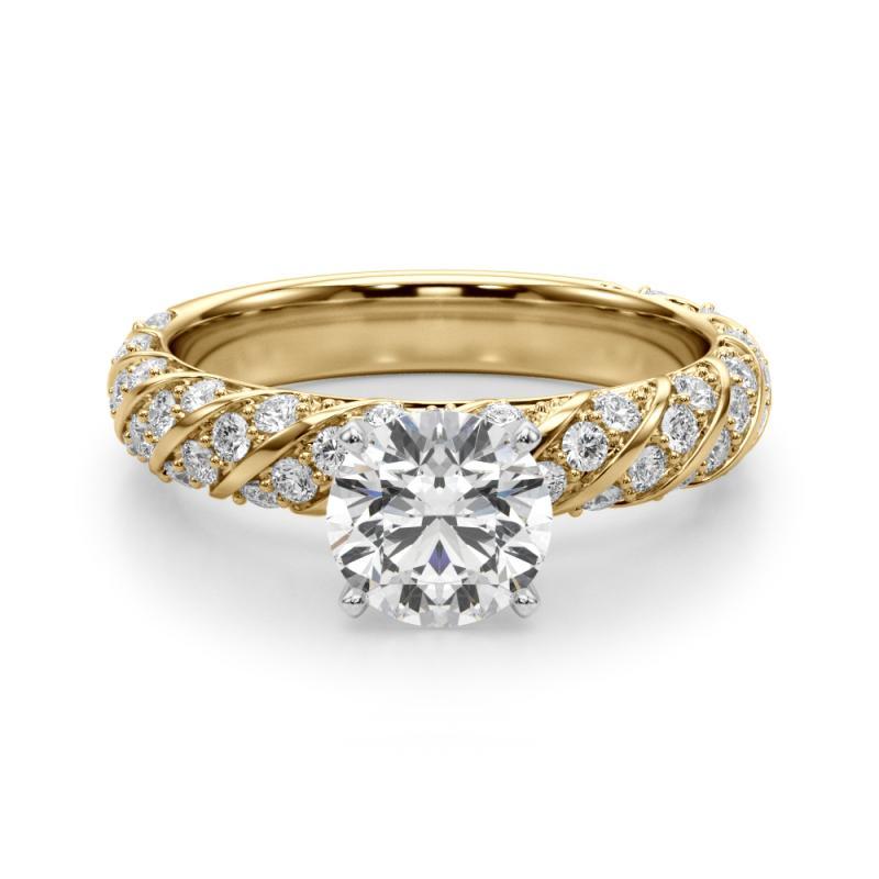 Bague à diamant certifié GIA de 2,00 carats, rond, avec tresse torsadée et pavé Neuf - En vente à New York, NY